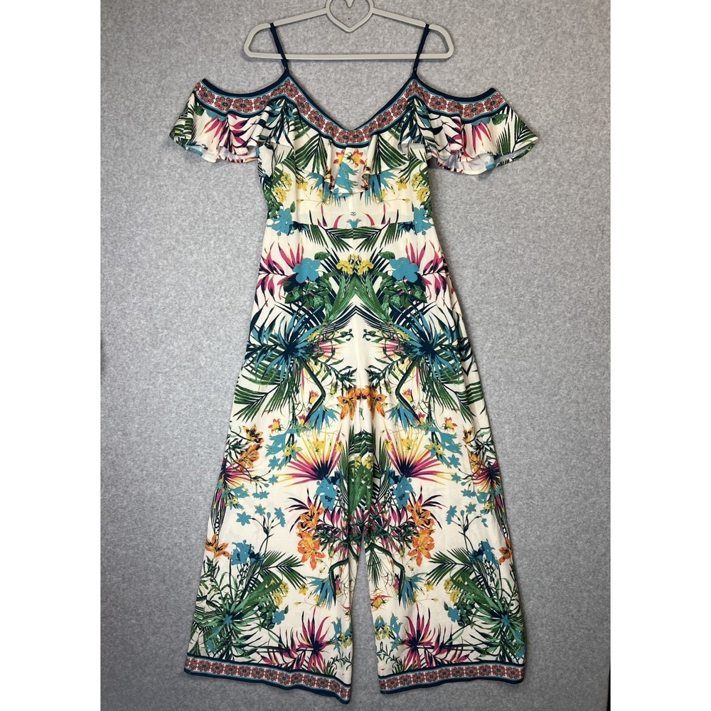 Women's Flying Tomato Tropical Floral Open Shoulder Jumpsuit Size Large (25)